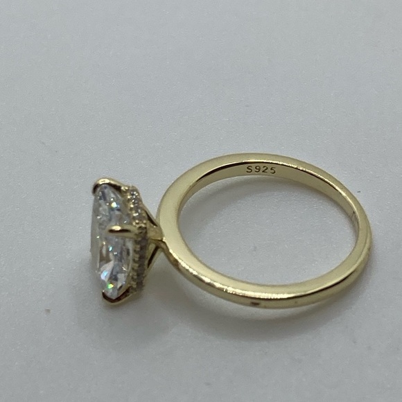 Sterling Silver Gold Plated Emerald Cut Cz Ring Sz 5.25 - Picture 5 of 9